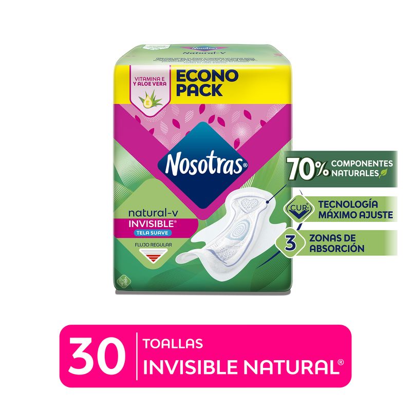 NOSOTRAS - Toallas Higiénicas Nosotras Natural Invisible Empaque 30 Und