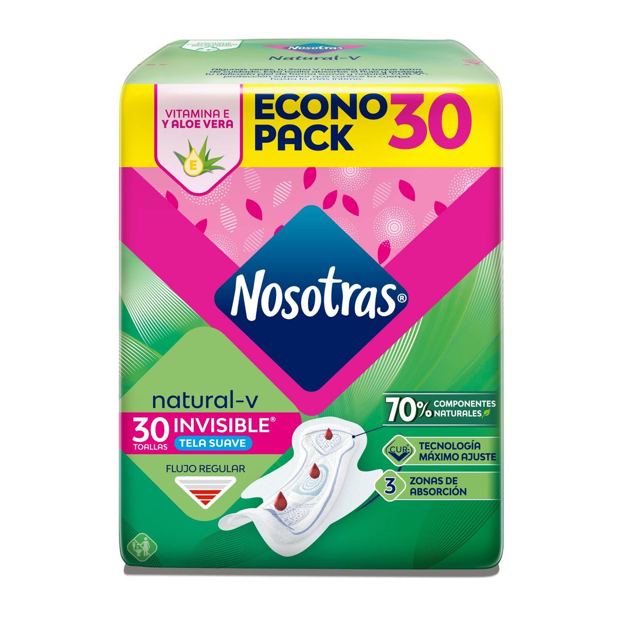 NOSOTRAS - Toallas Higiénicas Nosotras Natural Invisible Empaque 30 Und