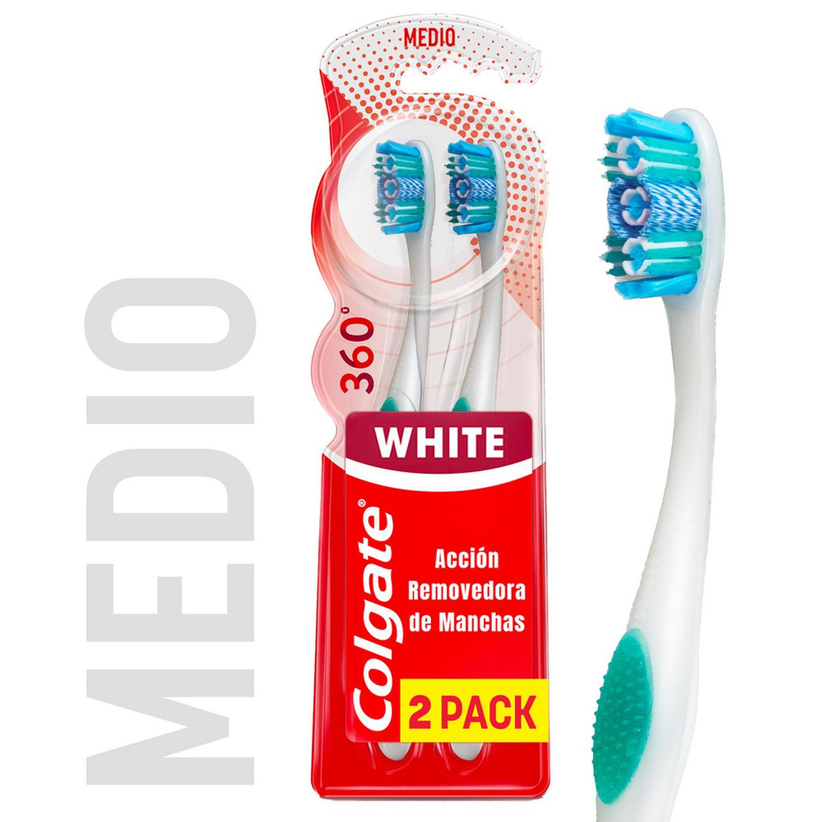 COLGATE - Cepillo Dental Colgate 360 Luminous White Medio Empaque 2 Und
