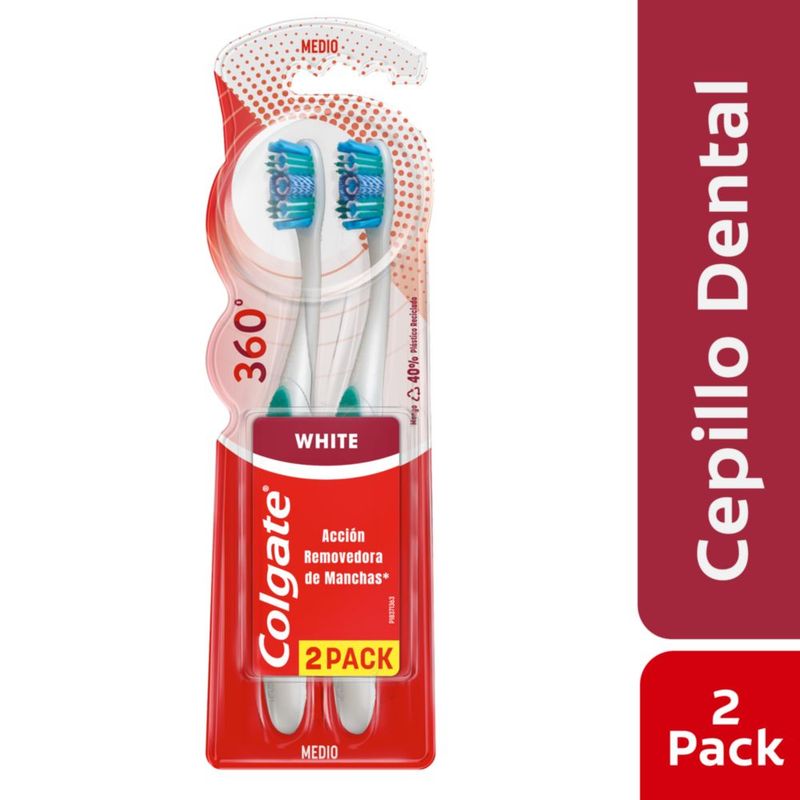 COLGATE - Cepillo Dental Colgate 360 Luminous White Pack 2 Und