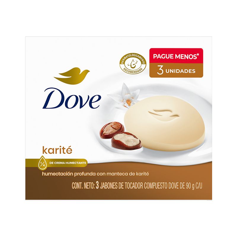 DOVE - Jabón Tocador Dove Delicious Karite Pack 3 Empaques 90 g