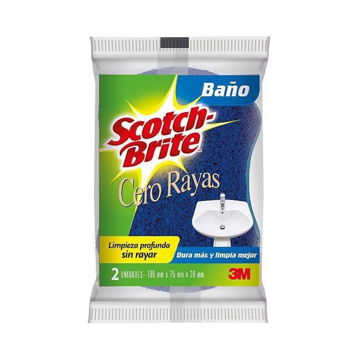 SCOTCH BRITE - Esponja Cero Rayas para Baño Scotch Brite Fibra Empaque 2 Und