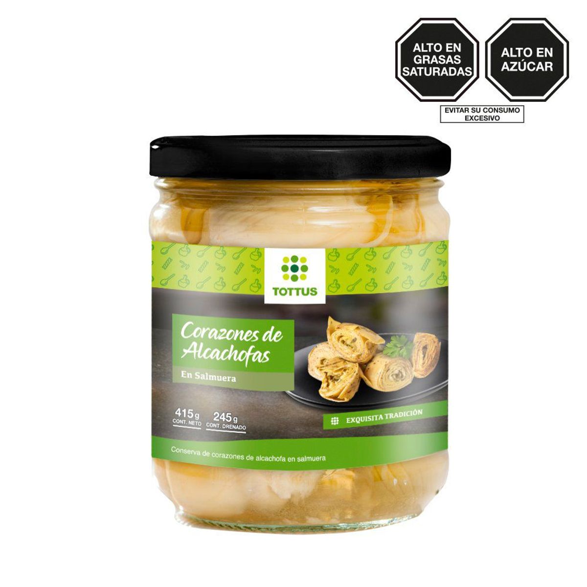 TOTTUS - Corazones de Alcachofa Tottus en Salmuera Envase 415 g