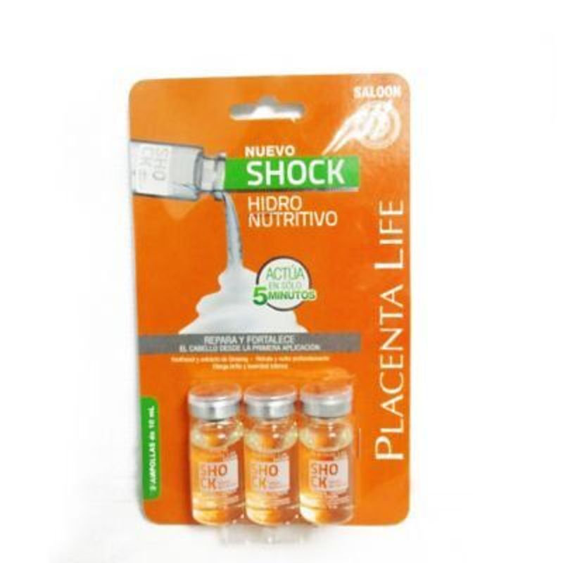 PLACENTA LIFE - Shock Hidro Nutritivo Placenta Life Panthenol Ginseng Pack 3 Blister 10 mL