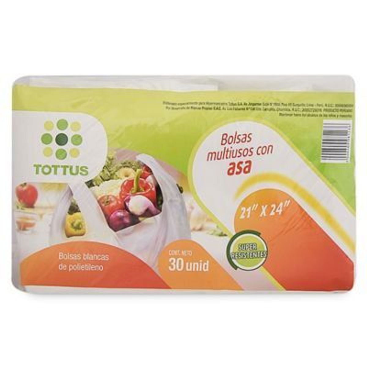 TOTTUS - Bolsa Multiusos con Asa Tottus 21x24pulgadas Empaque 30 Und