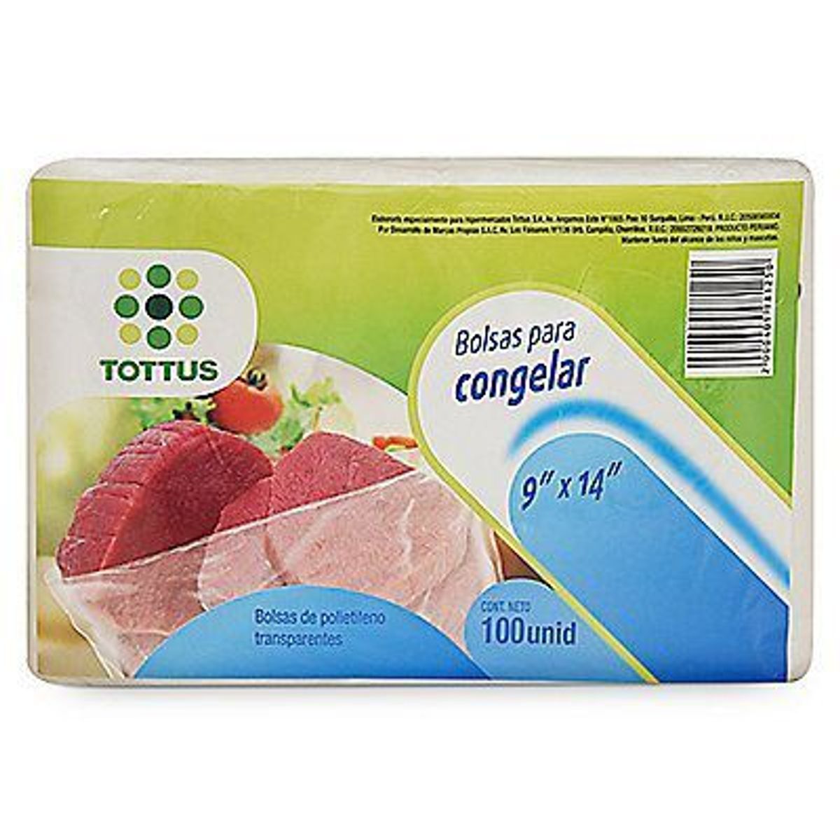 TOTTUS - Bolsa para Congelar Tottus Empaque 100 Und