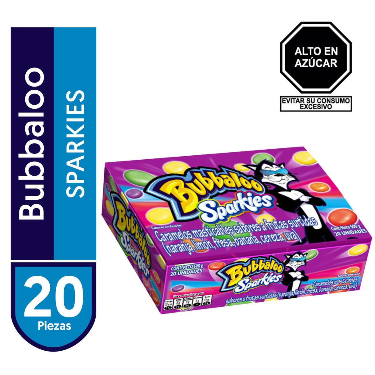 SPARKIES - Caramelo Sparkies Masticable Bubbaloo Frutas Display 20 Und