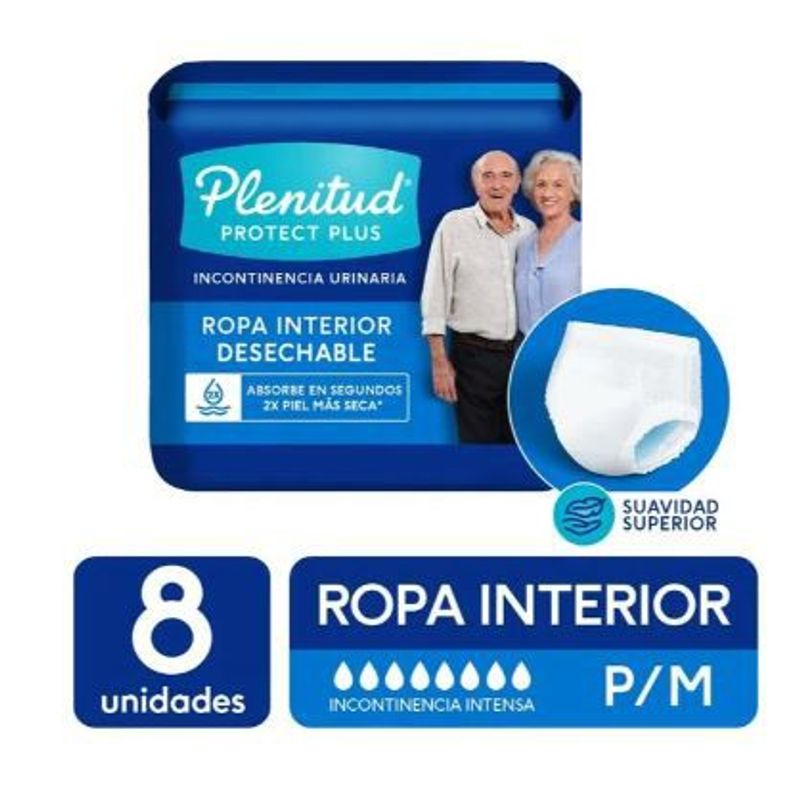 PLENITUD - Ropa Interior Desechable Plenitud Protect Plus Talla P/M Empaque 8 Und