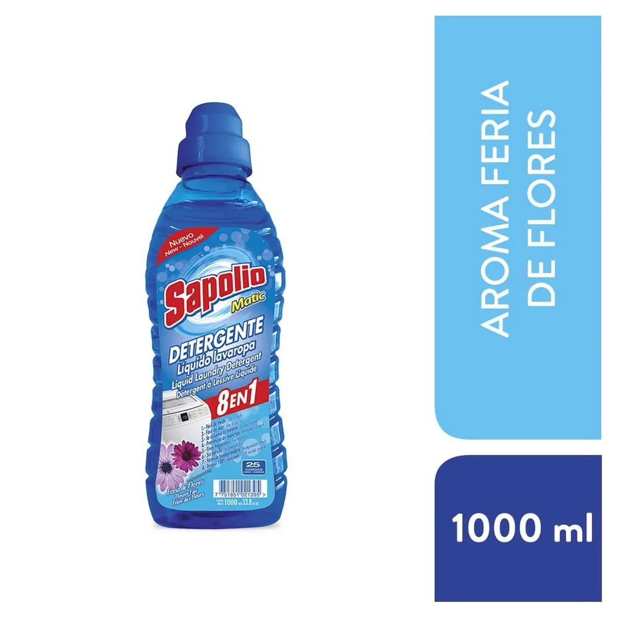 SAPOLIO - Detergente Líquido para Ropa Sapolio Flores Envase 1 L