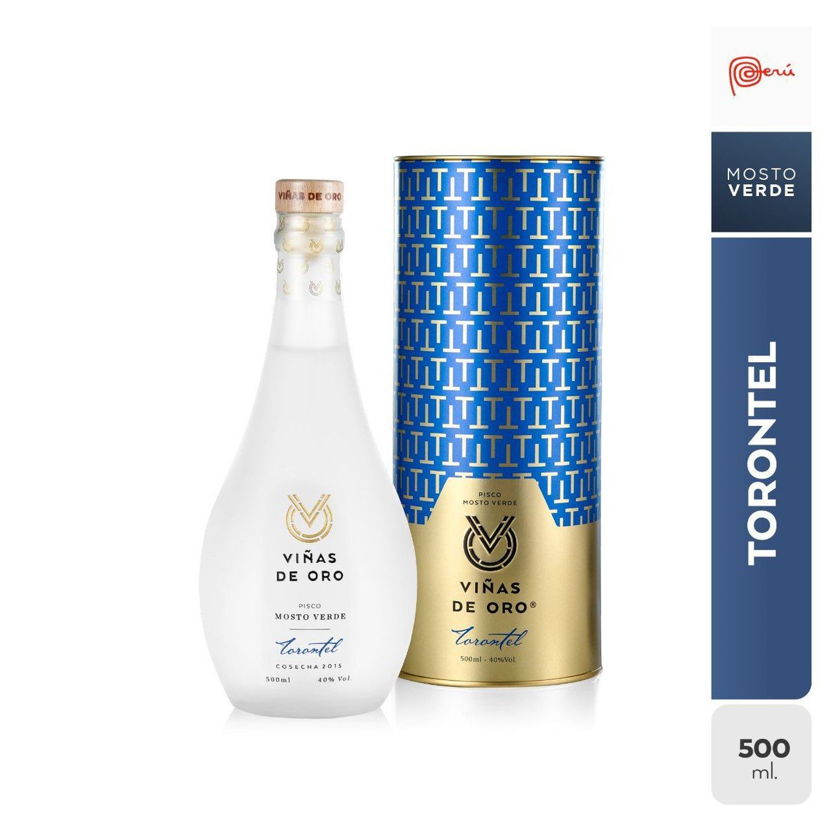 VINAS DE ORO - Pisco Viñas de Oro Mosto Verde Torontel Botella 500 mL