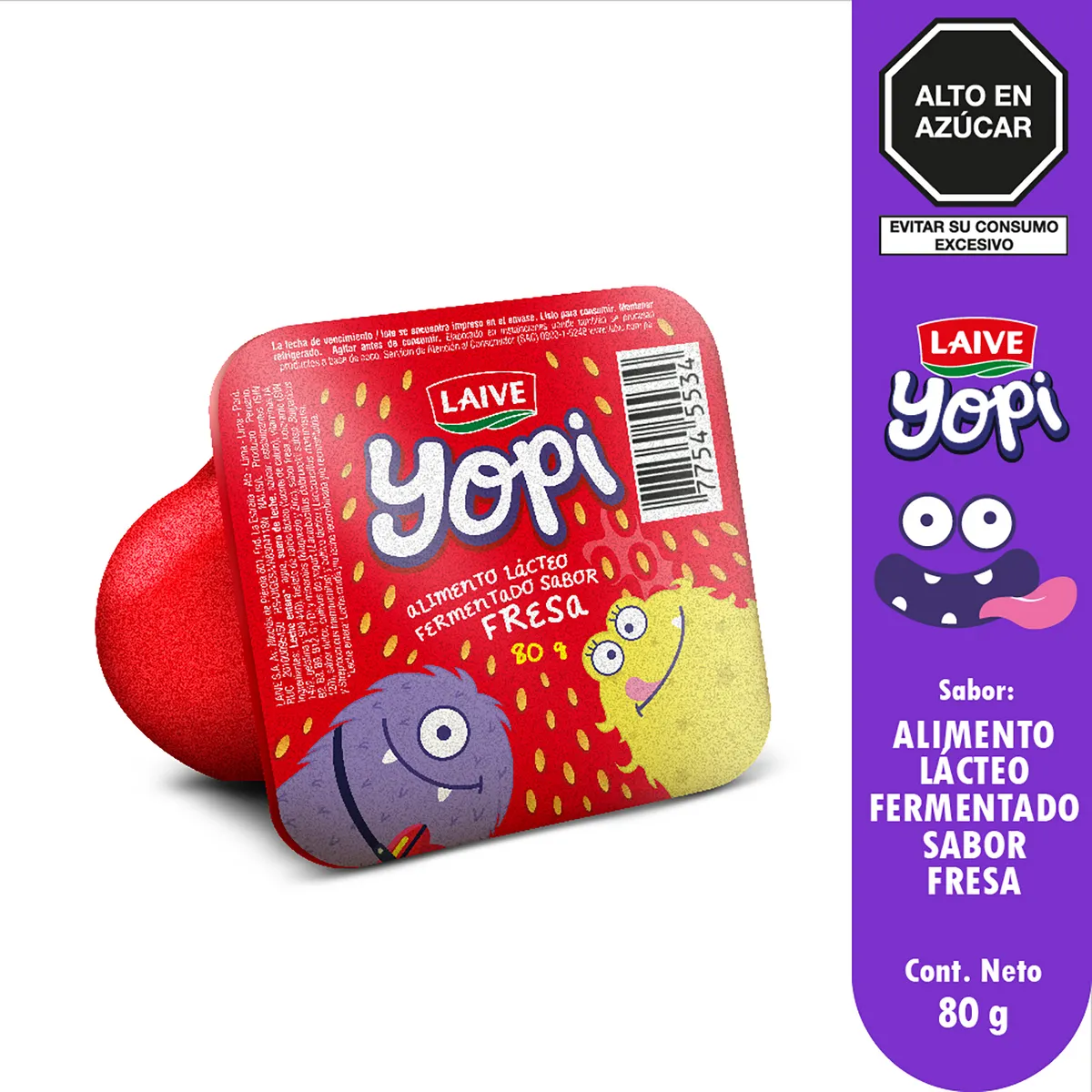 LAIVE - Yogurt Laive Yopi Fresa Envase 80 g