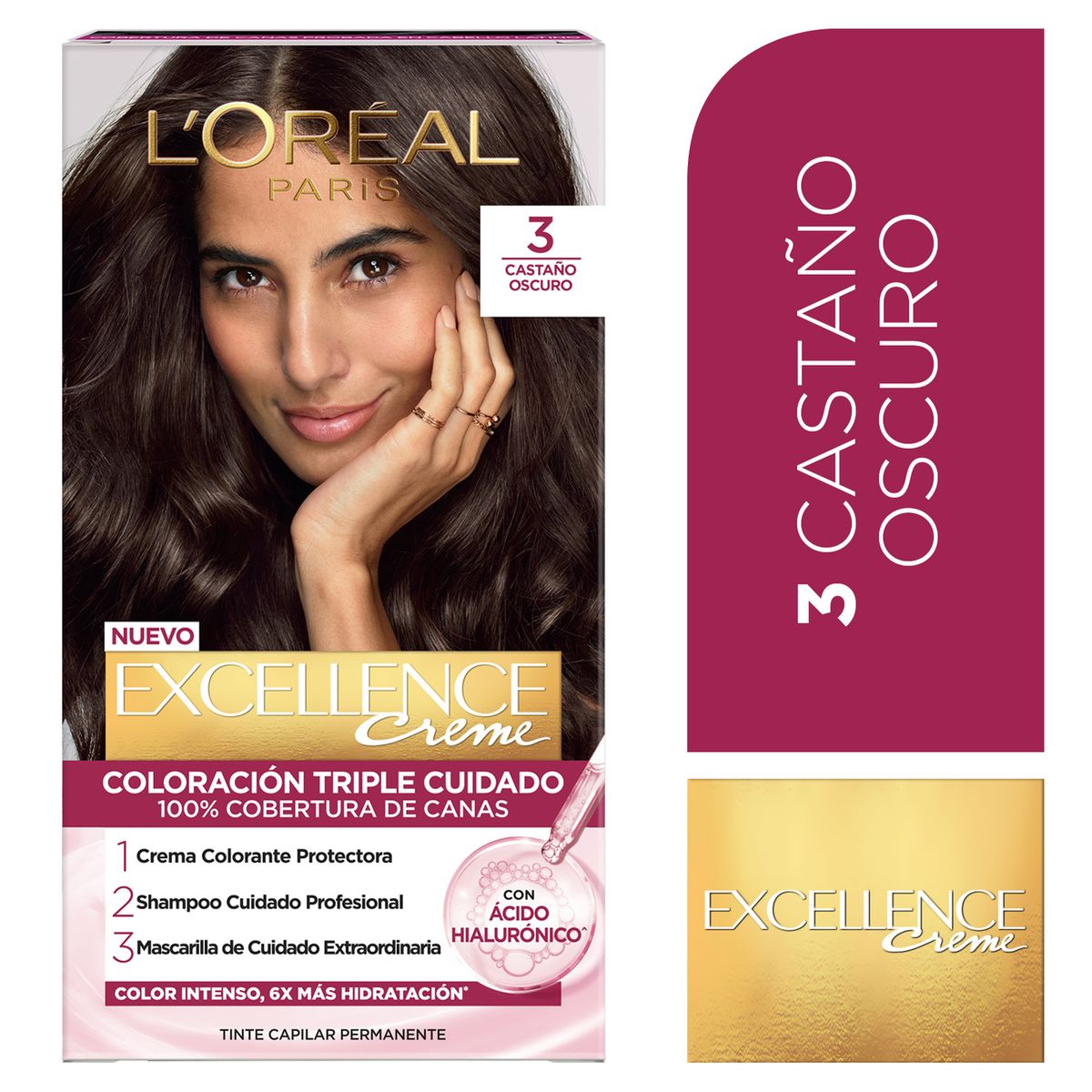EXCELLENCE - Tinte Excellence Tono 3 Castaño Oscuro