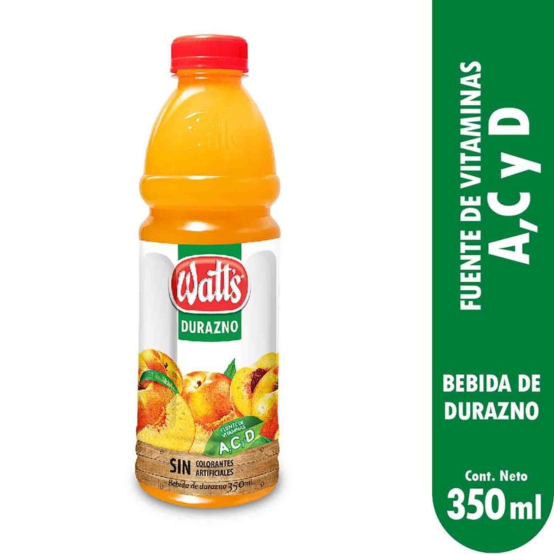 WATTS - Bebida Watts Sabor Durazno Botella 350 mL
