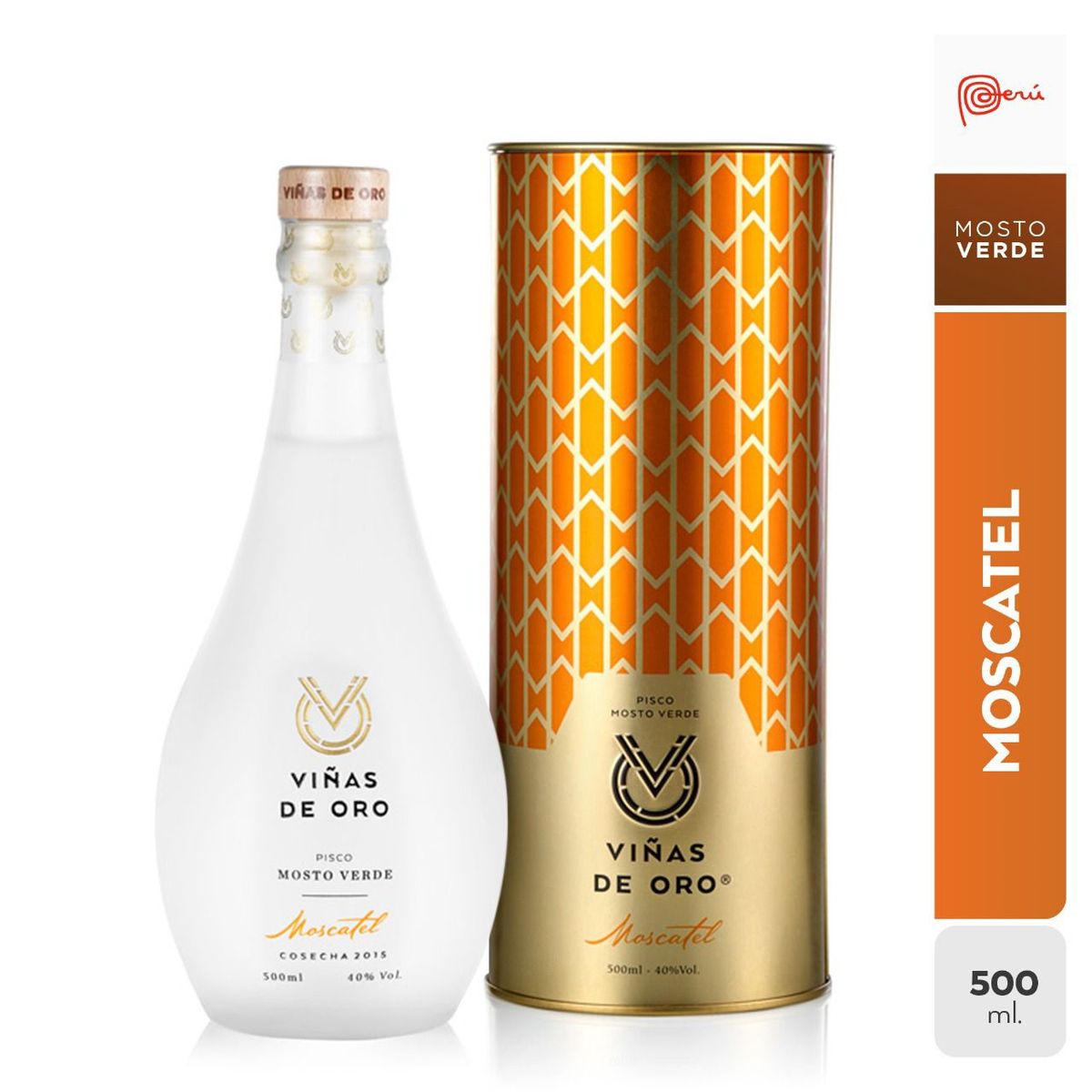 VIÑAS DE ORO - Pisco Viñas de Oro Mosto Verde Moscatel Botella 500 mL