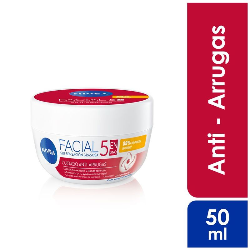 NIVEA - Crema Facial Nivea Cuidado Anti Arrugas 5 En 1 Envase 50 mL