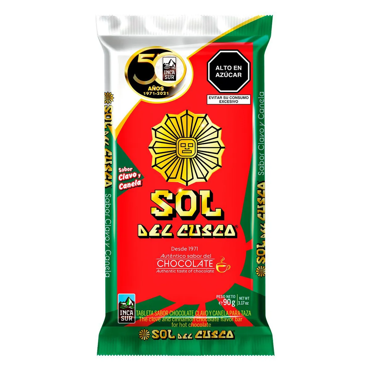 SOL DEL CUSCO - Chocolate Sol del Cusco para Taza con Canela y Clavo Empaque 90 g