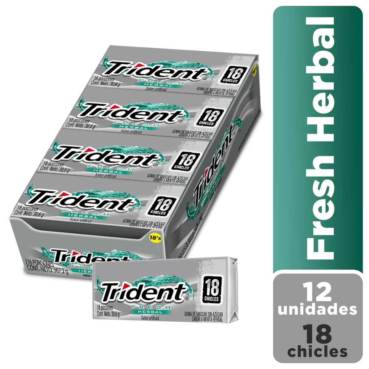 TRIDENT - Chicle Trident Menta Herbal Display 12 Und