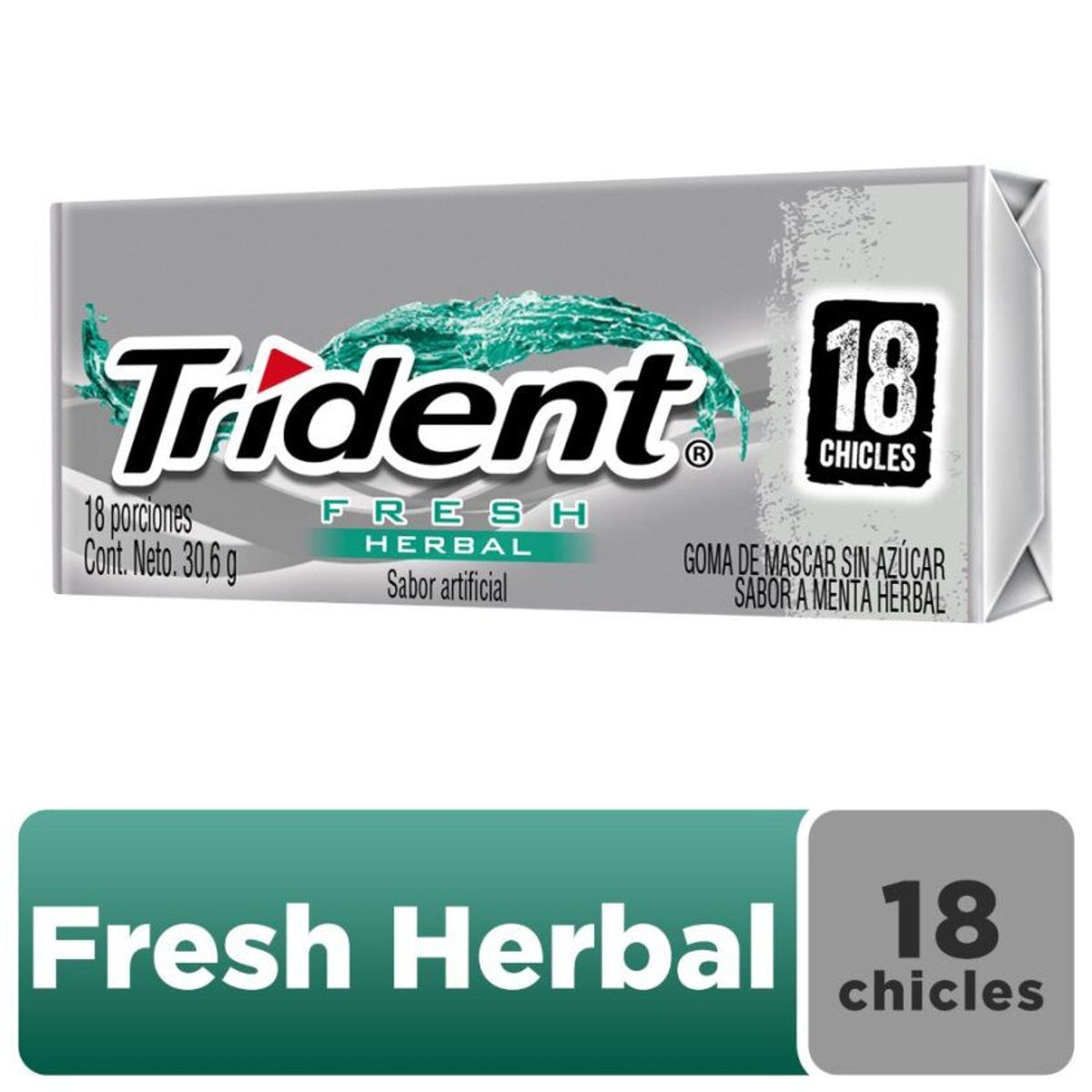TRIDENT - Chicle Trident Sin Azúcar De Menta Herbal 18 Unidades