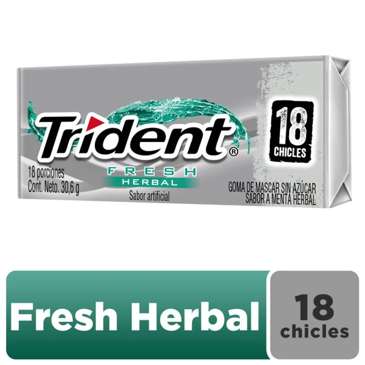 TRIDENT - Chicle Trident Sin Azúcar De Menta Herbal 18 Unidades