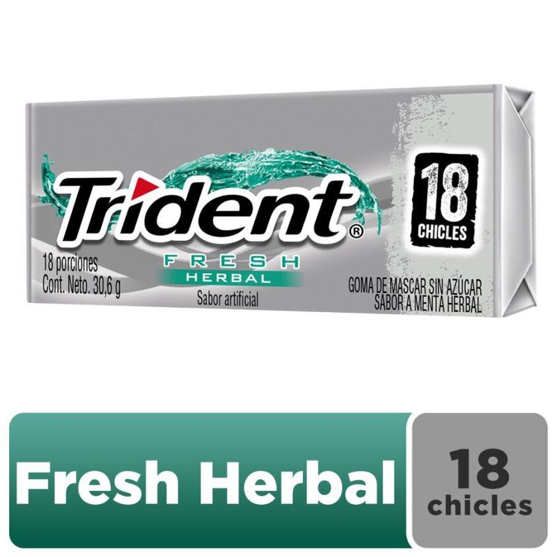 TRIDENT - Chicle Trident Sin Azúcar De Menta Herbal 18 Unidades