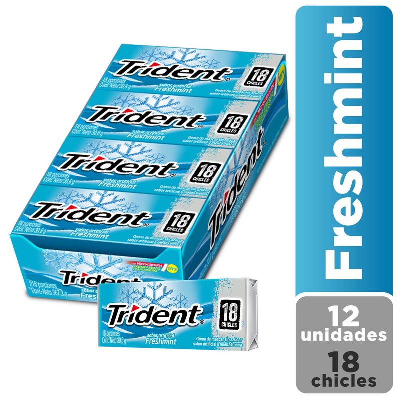 TRIDENT - Chicles Trident Menta Fresca 12 Unidades