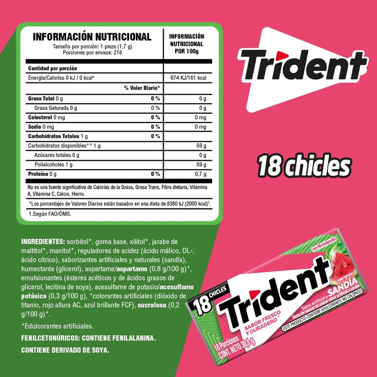 TRIDENT - Chicles Trident Sandía Display 12 Und
