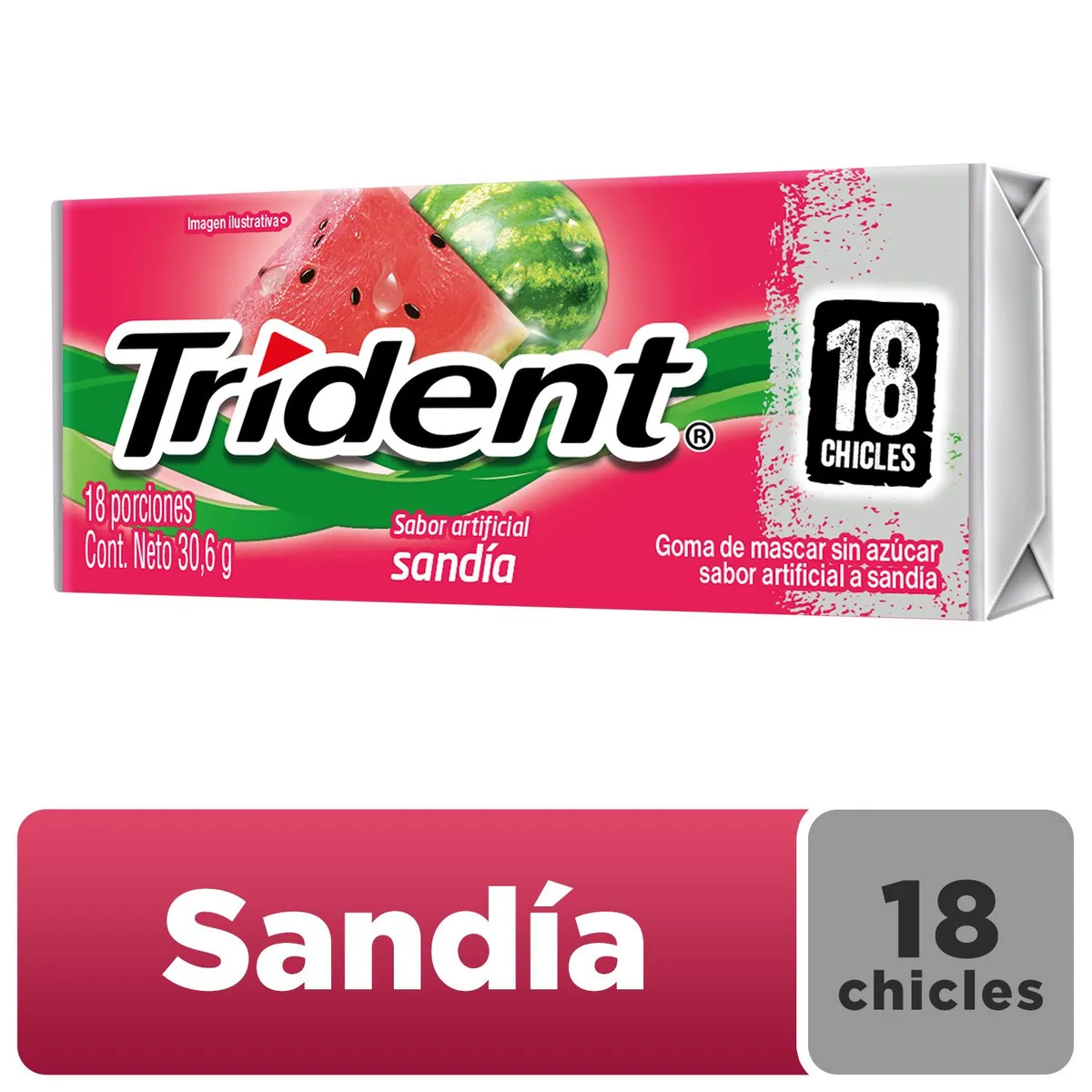 TRIDENT - Chicle Trident Sin Azúcar De Sandia 18 Unidades