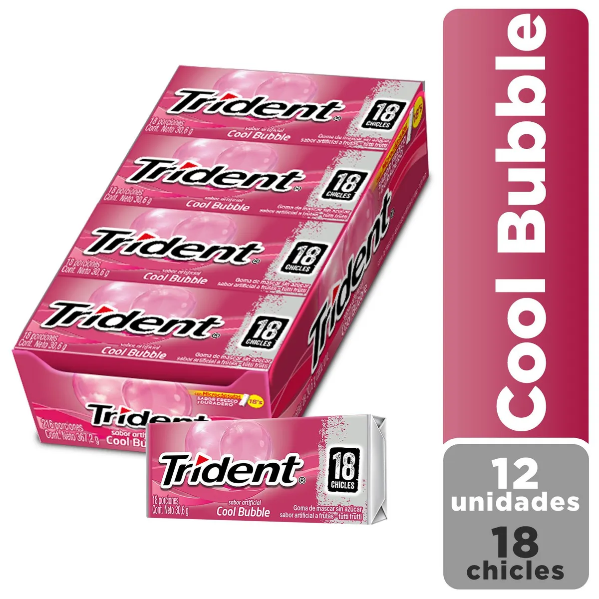TRIDENT - Chicle Trident Cool Bubble Display 12 Und