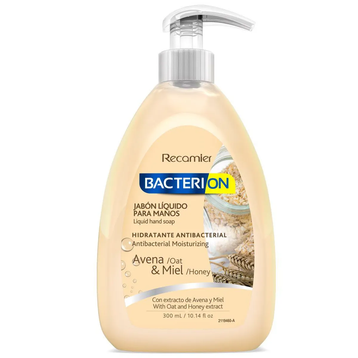 BACTERION - Jabón Líquido Antibacterial Con Avena Y Miel Envase 300 mL