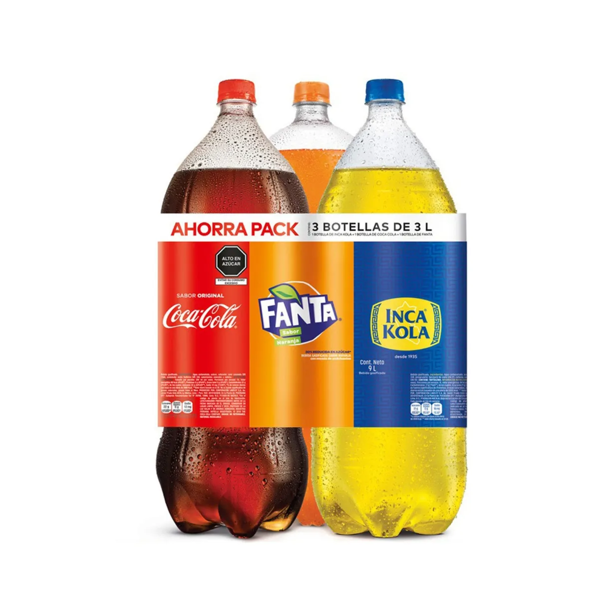 COCA COLA - Tripack Gaseosa Coca Cola 3 L + Inca Kola 3 L + Fanta 3 L
