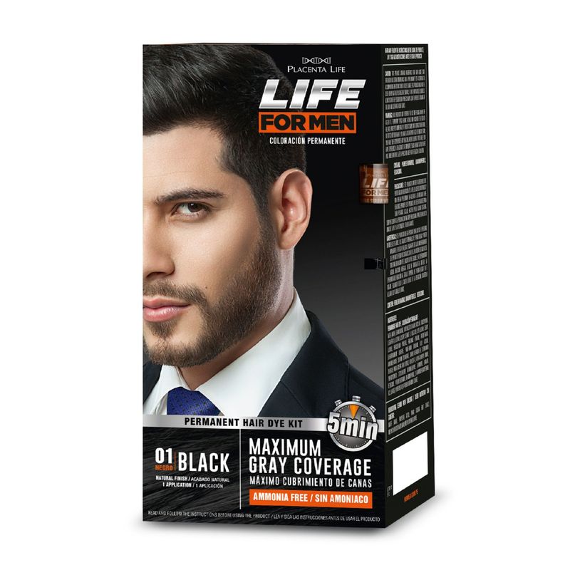 PLACENTA LIFE FOR MEN - Kit Tinte Capilar Placenta Life For Men Tono Negro
