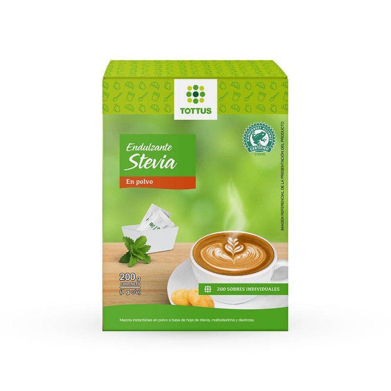 TOTTUS - Endulzante Stevia Polvo Tottus 200 Unidades