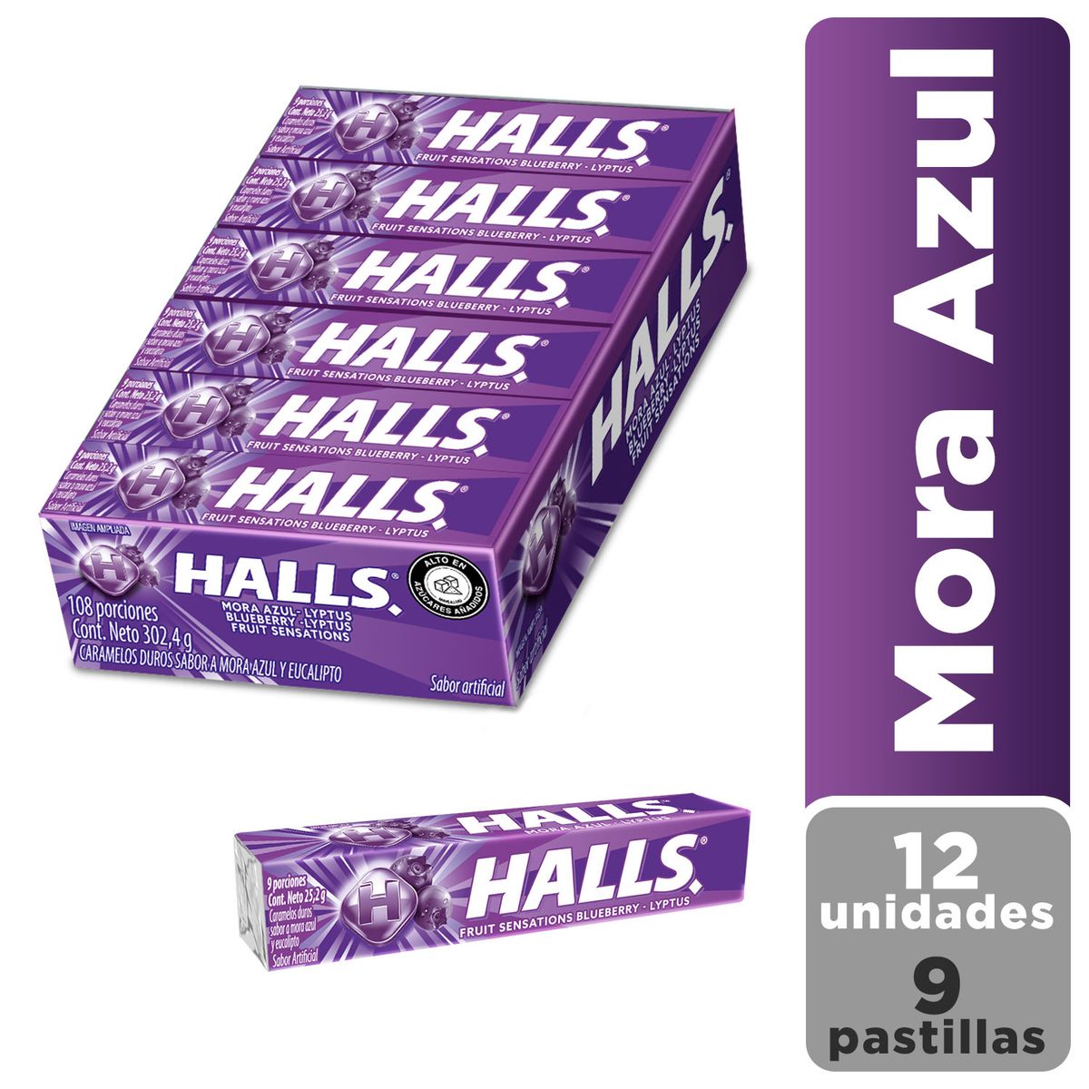 HALLS - Caramelos Halls Mora Display 12 Und