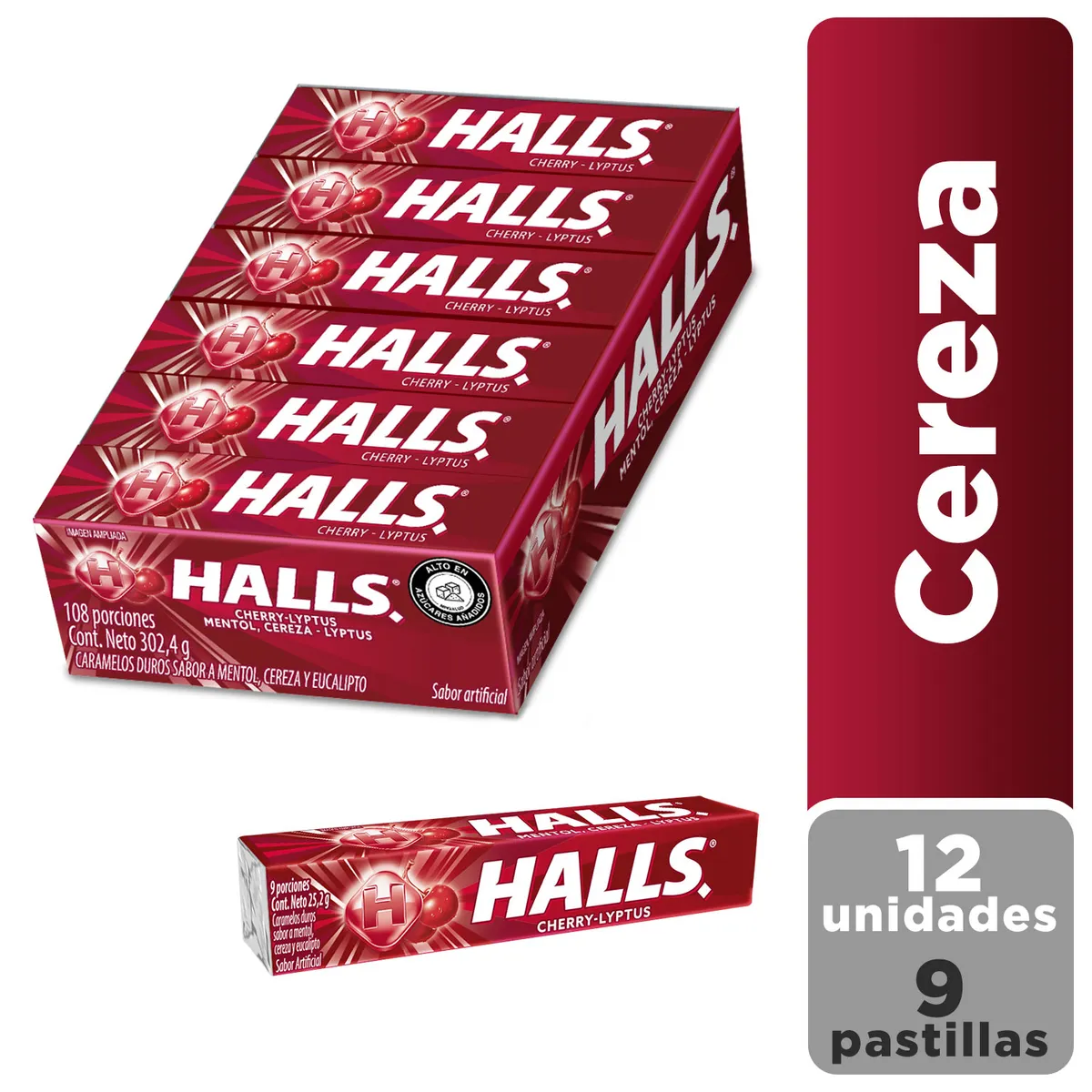 HALLS - Halls Cereza Display 12 Und