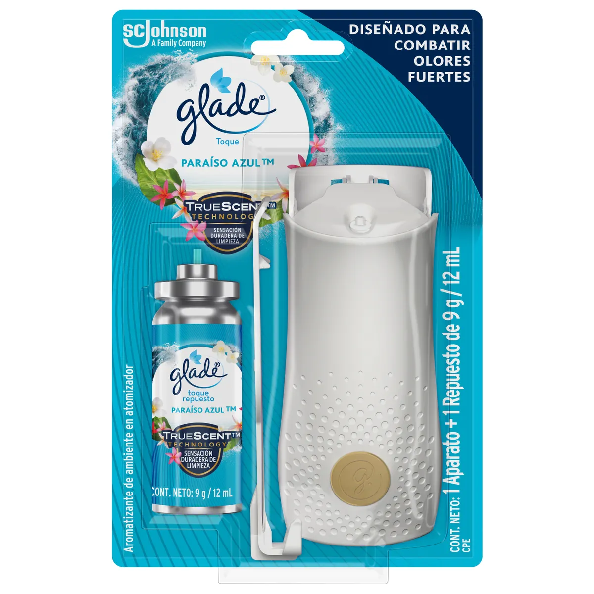 GLADE - Aromatizante Toque Glade Paraíso Azul + Repuesto 9 g
