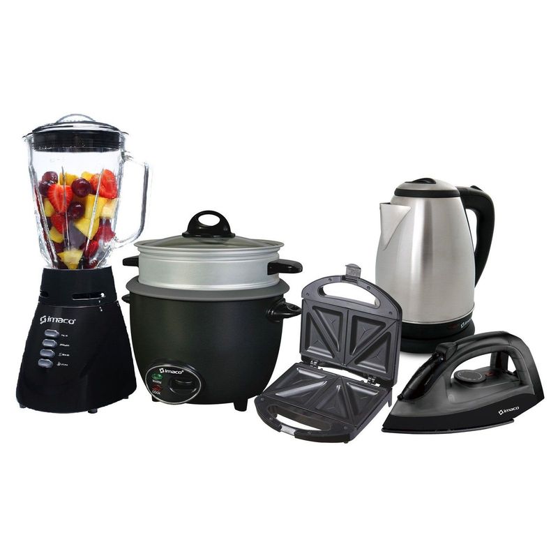 IMACO - Combo Imaco: Licuadora  + Olla Arrocera  + Plancha  + Hervidor y Sanguchera
