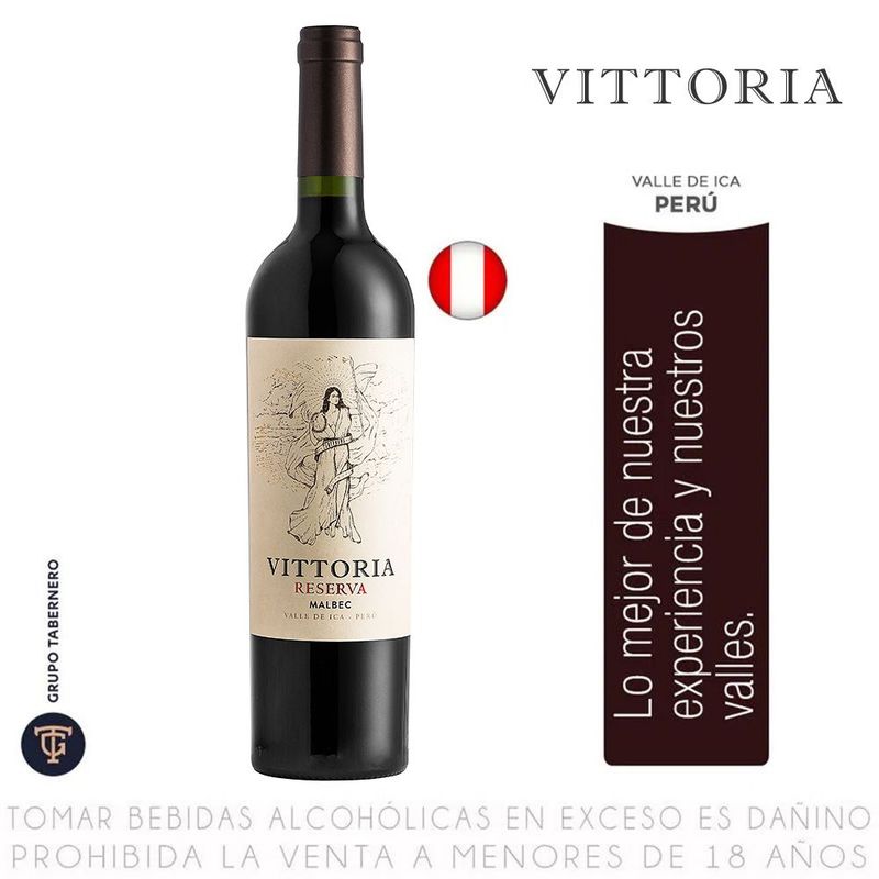VITTORIA - Vino Vittoria Malbec Reserva Botella 750 mL