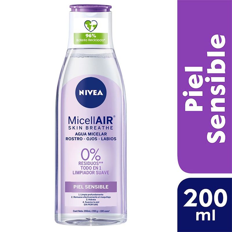 NIVEA - Loción Micelar 3 en 1 para Piel Sensible Nivea Face, 200 mL
