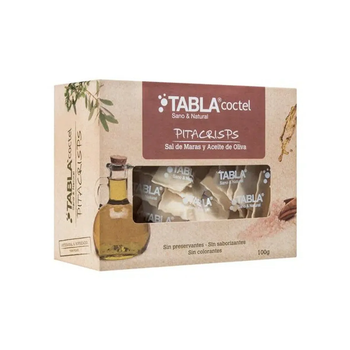 TABLA GOURMET - Pitacrisps Tabla Coctel Sal de Maras & Aceite de Oliva Caja 100 g