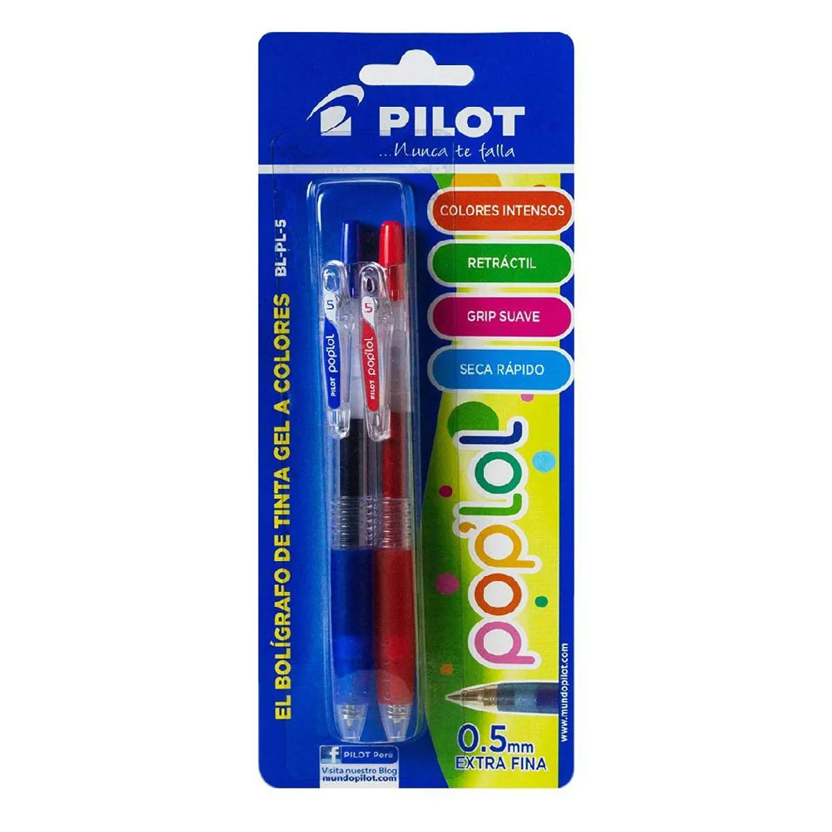 PILOT - Lapicero Pilot Tinta Gel Pop Lol Azul Rojo Empaque 2 Und