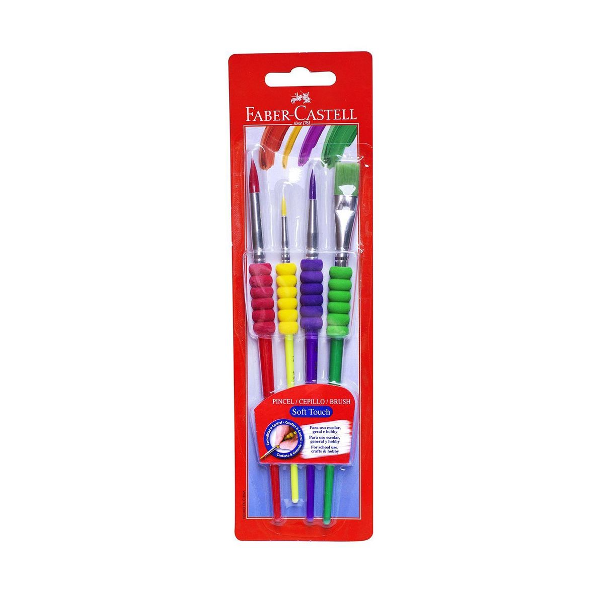 FABER CASTELL - Set Pinceles Faber Castell Soft Touch Empaque 4 Und