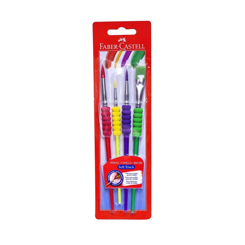 FABER CASTELL - Set Pinceles Faber Castell Soft Touch Blíster 4 Und