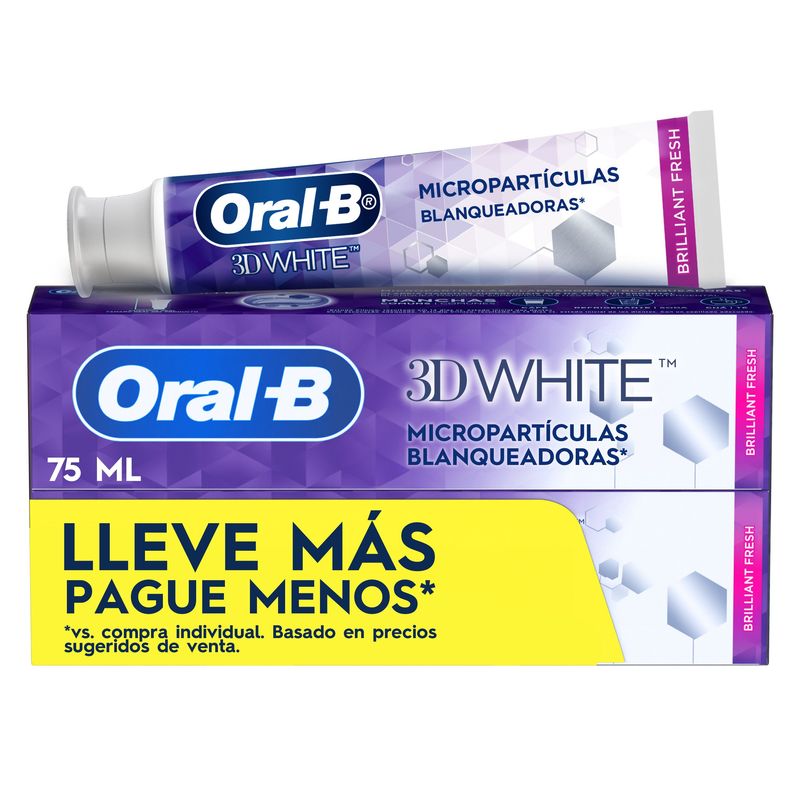 ORAL B - Pasta Dental Oral B 3D White Brilliant Fresh Pack 2 Cajas 75 mL