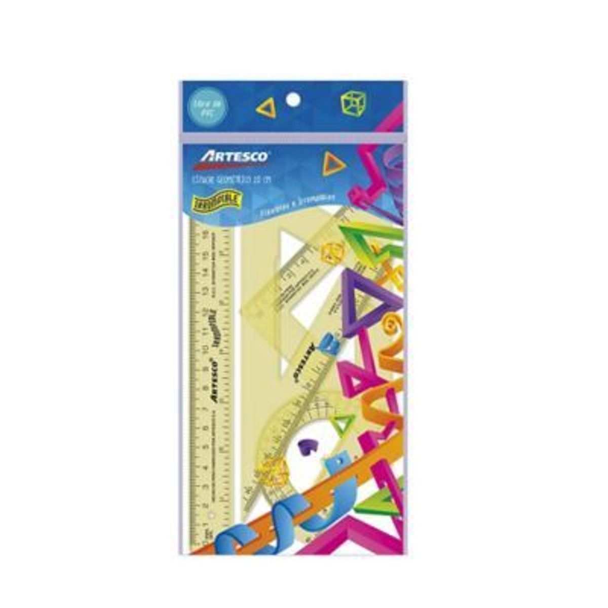 ARTESCO - Estuche Geométrico Artesco 20cm Irrompible Empaque 4 Und