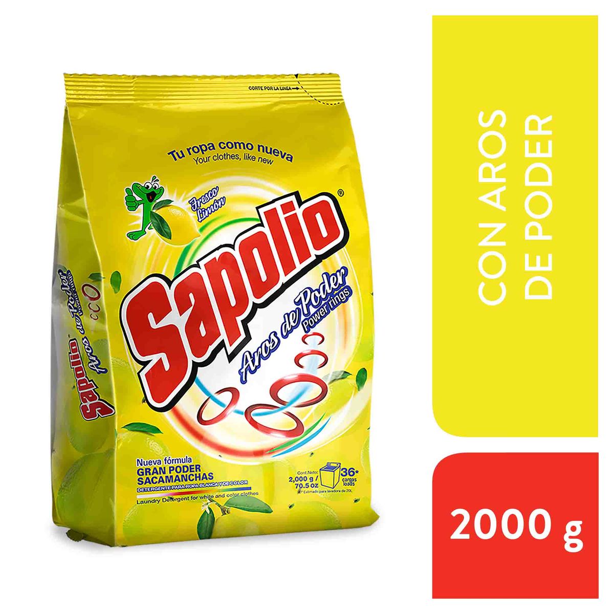 SAPOLIO - Detergente en Polvo Sapolio Limón Bolsa 2 Kg