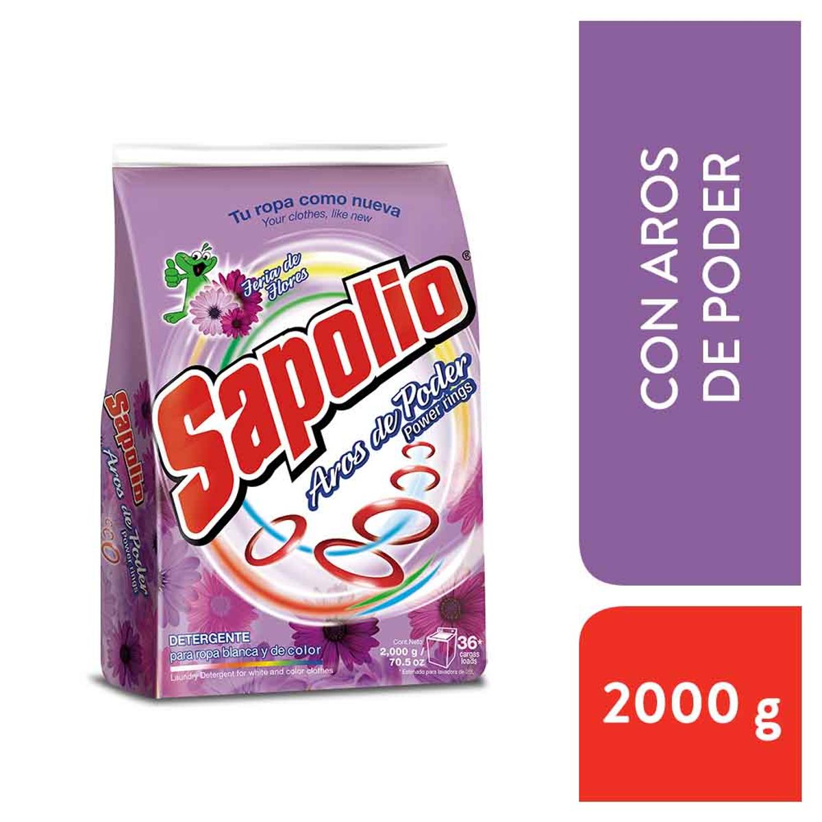 SAPOLIO - Detergente en Polvo Sapolio Floral Bolsa 2 Kg