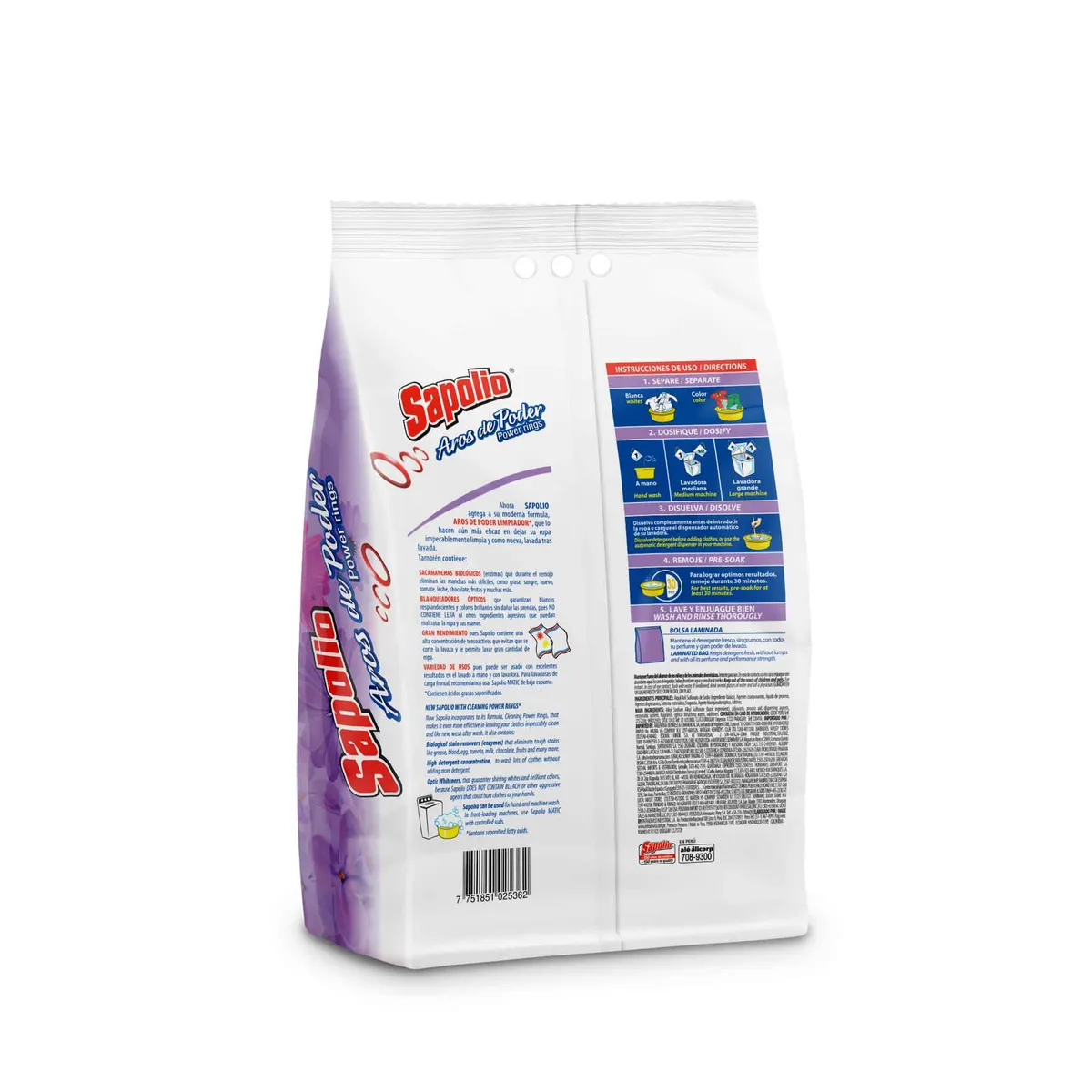 SAPOLIO - Detergente en Polvo Sapolio Floral Bolsa 2 Kg