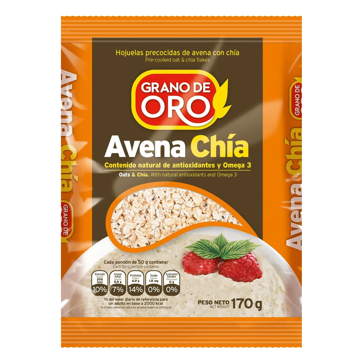 GRANO DE ORO - Avena con Chía Grano de Oro Bolsa 170 g