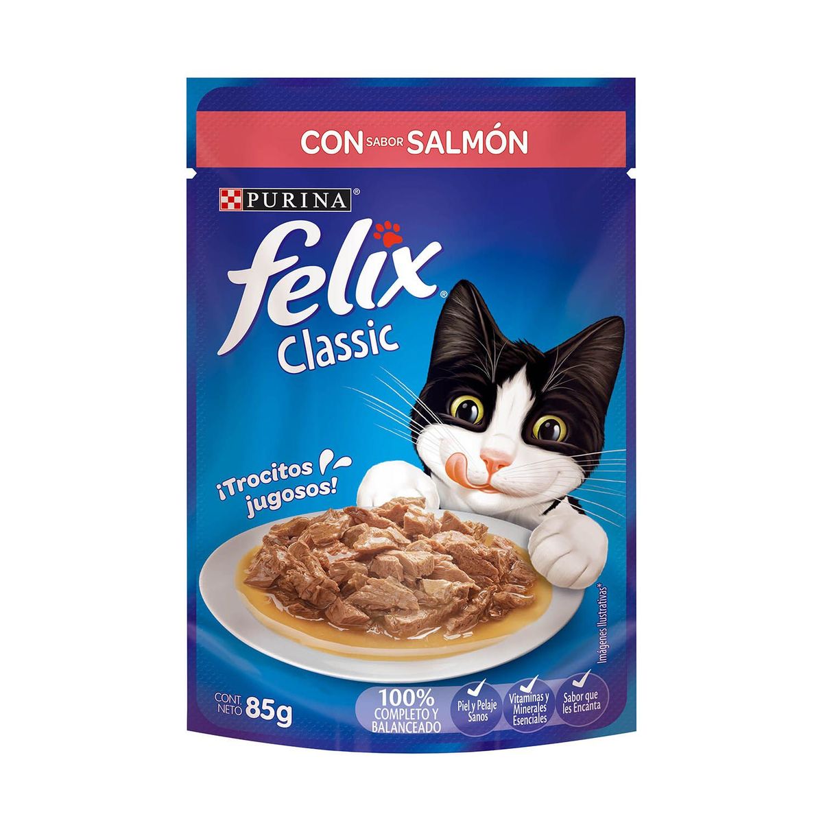 FELIX - Alimento Húmedo Gatos Felix Salmón y Pavo Doypack 85 g
