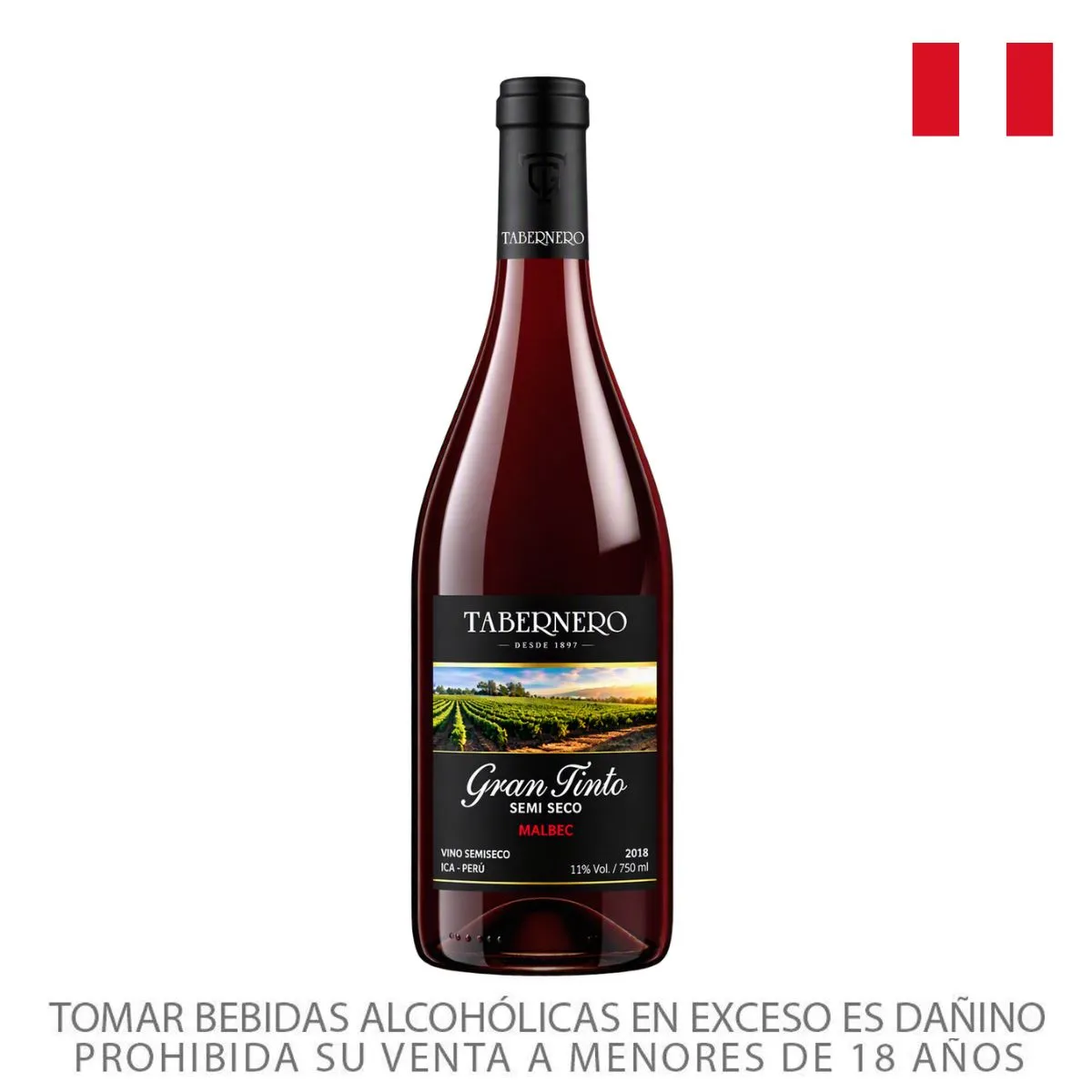 TABERNERO - Vino Tabernero Gran Tinto Semi Seco Botella 750 mL